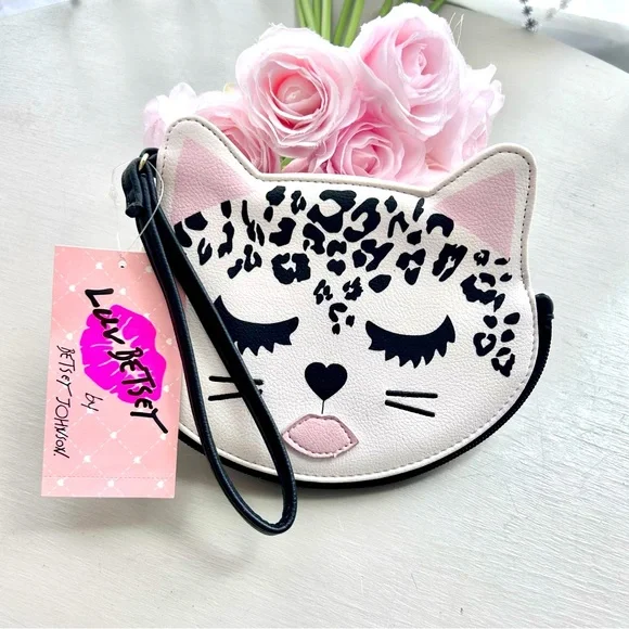 Black and White Cat Face Bag with Leopard Print - Picture 1 of 5